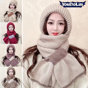 Enjoy the Comfort and Style of our Plush Knitted Scarf and Hat Set, Perfect for Chilly Days