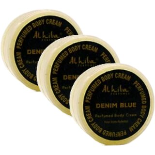                       Al Hiba Denim Blue Perfume Body Cream 10g Pack of 3                                              