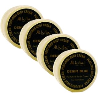                       Al Hiba Denim Blue Perfume Body Cream 10g Pack of 4                                              