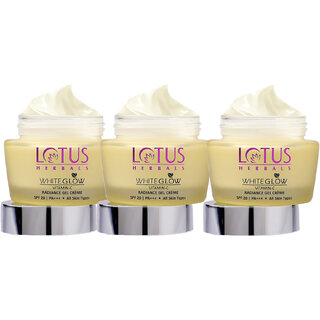                       Lotus Herbals Whiteglow VitaminC Radiance Gel Crme Spf20  Pa AntiPollution 50G  (Pack Of 3)                                              