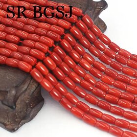 5x7mm Column Olivary Sardi Red Natural Bamboo Coral Gems Jewelry DIY Accessories Beads Strand 15