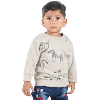                       Kid Kupboard Cotton Baby Boys Sweatshirt, Off White, Full-Sleeves, 2-3 Years KIDS7289                                              