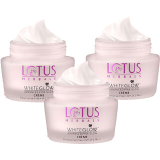                       Lotus Herbals Whiteglow Advanced Pink Glow Brightening Cream  Spf 25  Pa  50G  (Pack Of 3)                                              