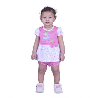                       Kid Kupboard Cotton Baby Girls A-Line Frock, Multicolor, Half-Sleeves, 2-3 Years KIDS7313                                              