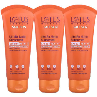 Lotus Herbals Ultrarx Matte Sunscreen Spf 50 Pa Dermatologically Tested 50G (Pack Of 3) Lotus Herbals Ultrarx Matte Sunscreen Spf 50 Pa Dermatologically Tested 50G (Pack Of 3)