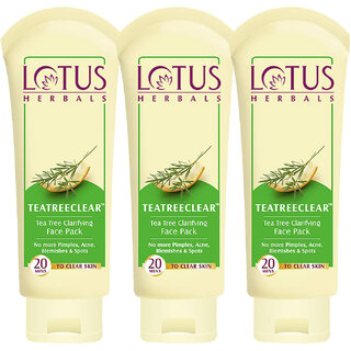 Lotus Herbals Teatreeclear Tea Tree Clarifying Face Pack Reduces Pimples Acne Blemishes Spots 120G ( Pack Of 3) Lotus Herbals Teatreeclear Tea Tree Clarifying Face Pack Reduces Pimples Acne Blemishes Spots 120G ( Pack Of 3)