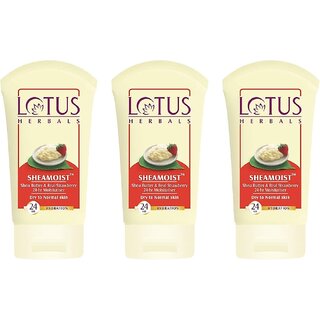 Lotus Herbals Sheamoist Shea Butter Real Strawberry 24Hr Moisturiser For Dry To Normal Skin Types 120G (Pack Of 3) Lotus Herbals Sheamoist Shea Butter Real Strawberry 24Hr Moisturiser For Dry To Normal Skin Types 120G (Pack Of 3)