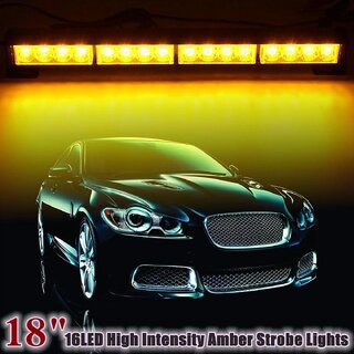                       Universal 16LED 48W Amber Yellow Car Truck Emergency Warning Strobe Flashing Light Bar Lamps 12V Lightbar Signal Lamp                                              