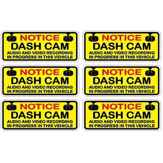                       6Pc 3x1inch Notice Dash Cam Audio Video Recording Car Truck Window Sticker Decal                                              