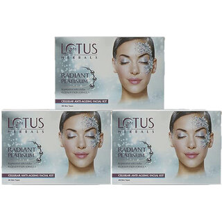                       Lotus Herbals Radiant Platinum Cellular AntiAgeing 1 Facial Kit  37G ( Pack Of 3)                                              