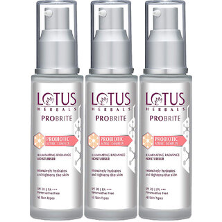                       Lotus Herbals Probrite Illuminating Radiance Moisturiser  Hydrates  Tightens Skin  Spf 20  Pa 50Ml  (Pack Of 3)                                              
