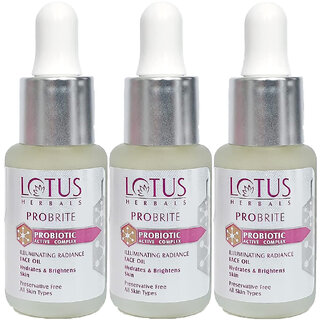 Lotus Herbals Probrite Illuminating Radiance Face Oil For Hydration Of Dull Dry Skin Probiotic 15Ml (Pack Of 3) Lotus Herbals Probrite Illuminating Radiance Face Oil For Hydration Of Dull Dry Skin Probiotic 15Ml (Pack Of 3)