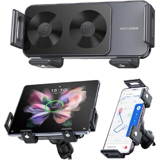 Car Wireless Charger Dual Coil Fold Screen Touch Rotation Car Phone Holder Mount For Samsung Galaxy Z Fold 3 2 Flip 6 5 4 iPhone16 15 14 Pro Max Car Wireless Charger Dual Coil Fold Screen Touch Rotation Car Phone Holder Mount For Samsung Galaxy Z Fold 3 2 Flip 6 5 4 iPhone16 15 14 Pro Max