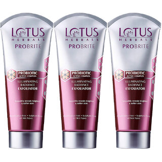 Lotus Herbals Probrite Illuminating Radiance Exfoliator Softens Skin For All Skin Types 100G (Pack Of 3) Lotus Herbals Probrite Illuminating Radiance Exfoliator Softens Skin For All Skin Types 100G (Pack Of 3)