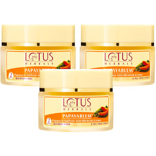Lotus Herbals Papayablem PapayaNSaffron AntiBlemish Cream Fades Blemishes For All Skin Types 50G ( Pack Of 3) Lotus Herbals Papayablem PapayaNSaffron AntiBlemish Cream Fades Blemishes For All Skin Types 50G ( Pack Of 3)