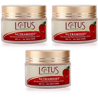 Lotus Herbals Nutramoist Skin Renewal Daily Moisturisng Cream Spf 25 For All Skin Types 50G ( Pack Of 3) Lotus Herbals Nutramoist Skin Renewal Daily Moisturisng Cream Spf 25 For All Skin Types 50G ( Pack Of 3)