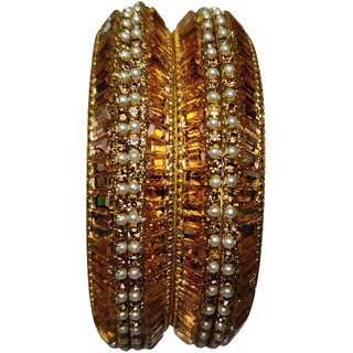                       STYLE9 Bracelet Design Pearl and Kundan Hyderabadi Bangles for Women (Set of 2)                                              