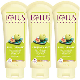 Lotus Herbals Frujuvenate Skin Perfecting Rejuvenating Fruit Face Pack For All Skin Types 60G ( Pack Of 3) Lotus Herbals Frujuvenate Skin Perfecting Rejuvenating Fruit Face Pack For All Skin Types 60G ( Pack Of 3)