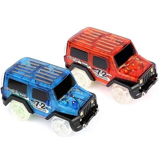                       SHOP-STORY - Set of 2 4x4 Magic Cars for Magic Circuit Tracks Flexible Luminous Phosphorescent                                              