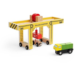                       Bigjigs Rail Working Gantry Crane - 2 Piece Wooden Crane Toy & Container Lorry, Learn & Play Accessory For Train Sets & Car Tracks, Children's Railway & Road Track Accessories, 3 Years Old +                                              