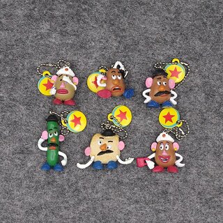                       Mr Potato Head Figure 6pcs one set keychain small pendant Cucumber Potato Chips Doll Gift Cartoon Toy For Kids Collection                                              