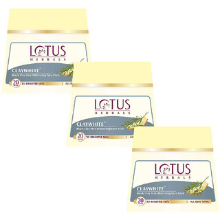 Lotus Herbals Claywhite Black Clay Face Pack Detans Skin Unclogs Pores 350G (Pack Of 3) Lotus Herbals Claywhite Black Clay Face Pack Detans Skin Unclogs Pores 350G (Pack Of 3)