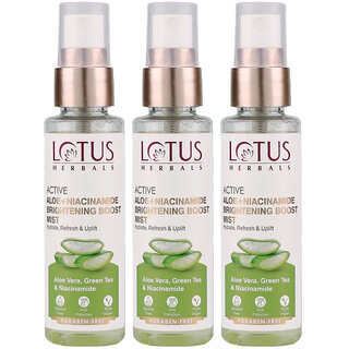 Lotus Herbals Active Aloe Niacinamide Brightening Boost Mist Hydrate Refresh Uplift 50Ml (Pack Of 3) Lotus Herbals Active Aloe Niacinamide Brightening Boost Mist Hydrate Refresh Uplift 50Ml (Pack Of 3)