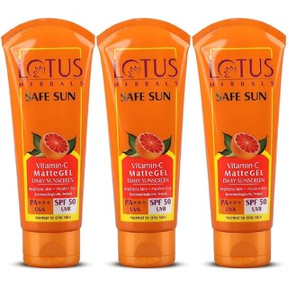 Lotus Herbals Safe Sun Vitamin C Matte Gel Daily Sunscreen Spf 50 Pa Paraben Free 100G ( Pack Of 3) Lotus Herbals Safe Sun Vitamin C Matte Gel Daily Sunscreen Spf 50 Pa Paraben Free 100G ( Pack Of 3)