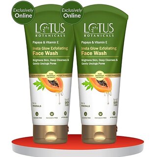 Lotus Botanicals Papaya & Vitamin E Insta Glow Exfoliating Facewash (Pack Of 2 ) (100Mlx2 ) Face Wash (200 Ml) Lotus Botanicals Papaya & Vitamin E Insta Glow Exfoliating Facewash (Pack Of 2 ) (100Mlx2 ) Face Wash (200 Ml)