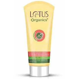 Lotus Organics+ Sunscreen - Spf 50 Pa+++ Sheer Brightening Mineral Face Sunscreen Cream Spf 50 100G (100 G) Lotus Organics+ Sunscreen - Spf 50 Pa+++ Sheer Brightening Mineral Face Sunscreen Cream Spf 50 100G (100 G)