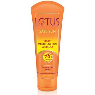 Lotus Organics+ Sunscreen - Spf 70 Pa+++ Safe Sun Daily Multi-Function Sunscreen Carrot And Avocado Spf 70 60G (60 G) Lotus Organics+ Sunscreen - Spf 70 Pa+++ Safe Sun Daily Multi-Function Sunscreen Carrot And Avocado Spf 70 60G (60 G)