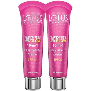                       Lotus Make-Up Xpressglow Daily Beauty Creme Royal Peral 30G (Pack Of 2) Foundation (Pink, 60 G)                                              