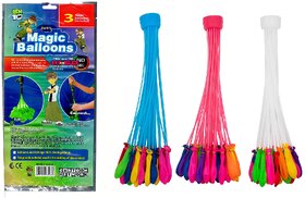 Fill Magic Balloon for Holi Water Balloons No Need to Tie Knots Crazy Quick Fill in 60 Seconds with 1 Universal tap Adapter (111 Balloons), Mix Color