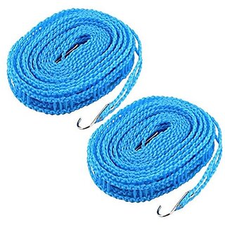 (Pack of 2) 5 Meters Windprood Anti-Slip Clothes Washing Line Drying Nylon Rope with Hooks (Pack of 2) 5 Meters Windprood Anti-Slip Clothes Washing Line Drying Nylon Rope with Hooks