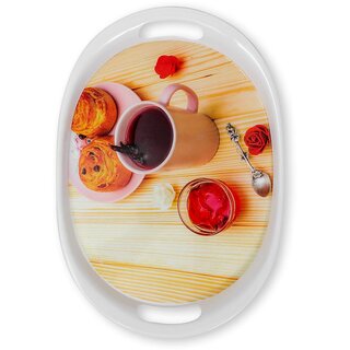                       Aurka 11.6 Inch Oval Melamine Serving Tray (M10  Pack of 1  Small) Perfect for Serving Snacks, Beverages and Desserts, Stylish Addition to Your Home Decor                                              