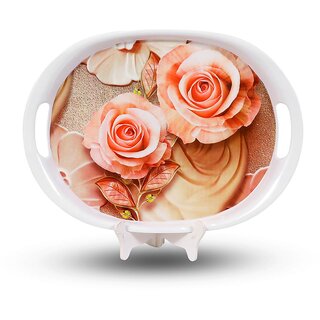                       Aurka 13 Inch Oval Melamine Serving Tray (M1  Pack of 1  Medium) Perfect for Serving Snacks, Beverages and Desserts, Stylish Addition to Your Home Decor                                              