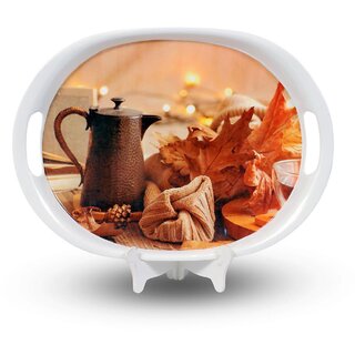                       Aurka 13 Inch Oval Melamine Serving Tray (M7  Pack of 1  Medium) Perfect for Serving Snacks, Beverages and Desserts, Stylish Addition to Your Home Decor                                              