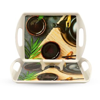 Aurka 13 Inch Rectangle Melamine Serving Tray (M2 Pack of 2 Medium) Perfect for Serving Snacks, Beverages and Desserts, Stylish Addition to Your Home Decor Aurka 13 Inch Rectangle Melamine Serving Tray (M2 Pack of 2 Medium) Perfect for Serving Snacks, Beverages and Desserts, Stylish Addition to Your Home Decor