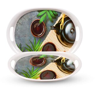 Aurka 11.6 Inch Oval Melamine Serving Tray (M2 Pack of 2 Small) Perfect for Serving Snacks, Beverages and Desserts, Stylish Addition to Your Home Decor Aurka 11.6 Inch Oval Melamine Serving Tray (M2 Pack of 2 Small) Perfect for Serving Snacks, Beverages and Desserts, Stylish Addition to Your Home Decor