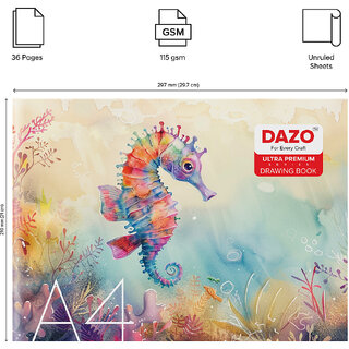 Dazo Drawing Book - Unruled, 40 Pages, 210 mm x 297 mm - Pack Of 4 Dazo Drawing Book - Unruled, 40 Pages, 210 mm x 297 mm - Pack Of 4