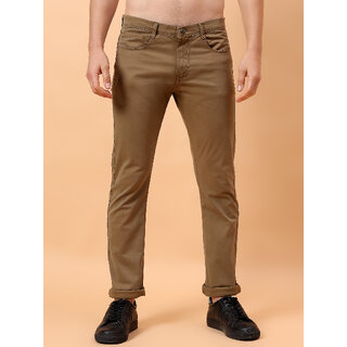 MEGHZ Mens Khaki Slim Fit Cotton Blend Trouser MEGHZ Mens Khaki Slim Fit Cotton Blend Trouser