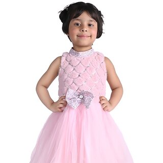                       Kid Kupboard Cotton Girls A-Line Frock, Light Pink, Sleeveless, 4-5 Years KIDS7347                                              
