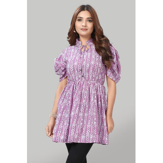                       ZELZIS Women Floral Tie Up Neck Solid Crepe Ruffle Tops                                              