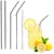 Reusable Stainless Steel Straws for Drinking with Brushes 8.5 Inches BPA-Free Metal Thick Long (2 Bent + 2 Straight +1 Brush)
