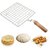 Roaster Barbecue Net Jali Griller Chapati Toast Grill with Wooden Handle Steaming Cooking and Baking Barbeque Jali for Roti Paneer (Square)