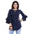 ZELZIS Star Printed Crepe Tunic Top with Bell Sleeves for Women