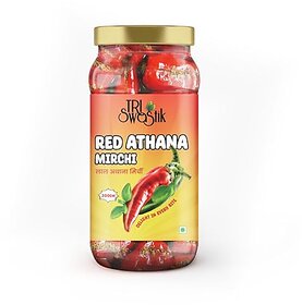 TRI SwaStik Red Athana Pickle  Stuffed Red Chilli Pickle  Lal Bharwa Mirchi ka Achar Delight in Every bite 300 Gm