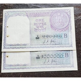                       one rupees l.k jha 999999 and 1000000 #banknote #papermoney                                              