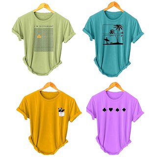                       (Pack Of 4) Fashlook Printed T-Shirts for Men - Stylish & Comfortable Casual Wear (Multicolor)                                              