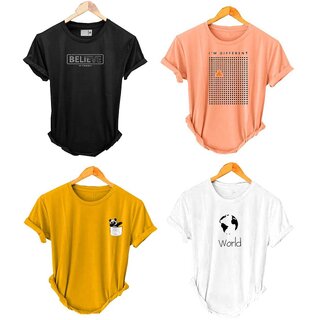                      (Pack Of 4) Fashlook Printed T-Shirts for Men - Stylish & Comfortable Casual Wear (Multicolor)                                              